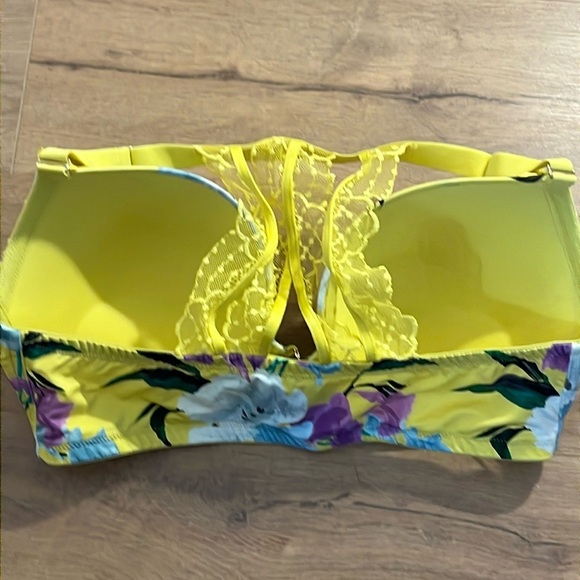 Cacique | Boost Plunge floral lace yellow front clasp Bra women’s size 42DDD - Picture 5 of 8